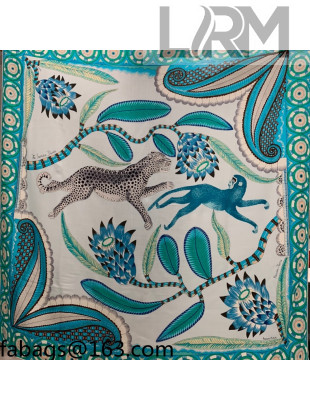 Hermes Jade Dance Cashmere Silk Scarf 140x140cm Blue 2021 