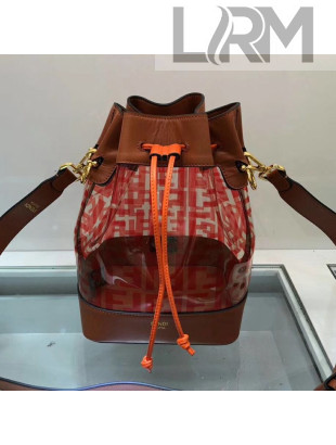 Fendi Transparent Mon Tresor Bucket Bag Brown/Red 20199