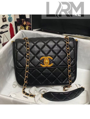 Chanel Grained Calfskin Flap Bag AS2438 Black 2021