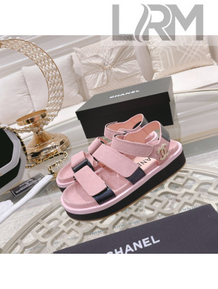 Chanel Suede Strap Flat Sandals Pink 2022 21