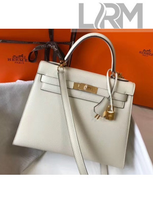 Hermes Kelly 28cm Top Handle Bag in Epsom Leather Off-White 2020