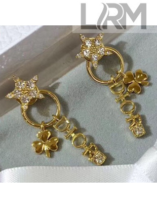 Dior Evolution Clover Short Earrings/Studs Gold/Crystal 2019