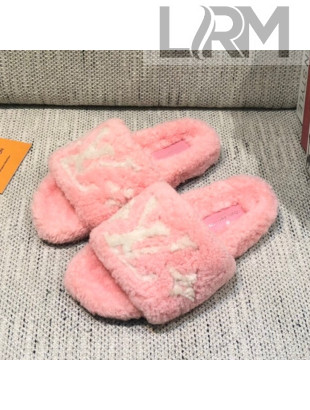 Louis Vuitton LV Wool Flat Slide Sandals Pink 2021 04
