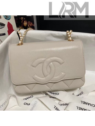 Chanel Wave Lambskin Flap Bag White 2021