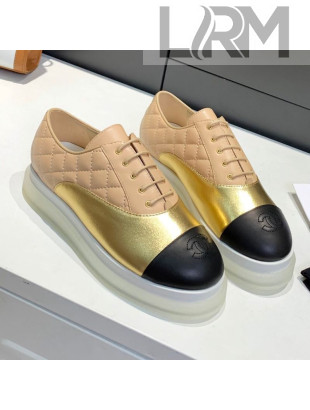 Chanel Calfskin Lace-ups Sneakers G37238 Beige 2021
