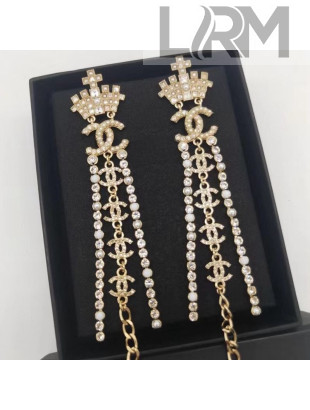 Chanel Crown Tassel Long Earrings 2021