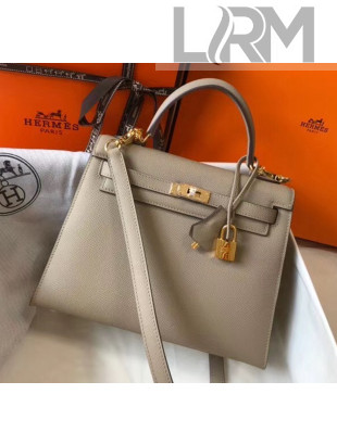 Hermes Kelly 25cm Top Handle Bag in Epsom Leather Dove Gray 2020