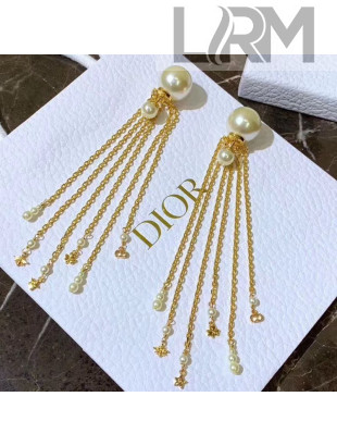 Dior Pearl Tassel Long Earrings Gold 2019