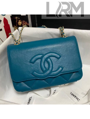 Chanel Wave Lambskin Flap Bag Blue 2021