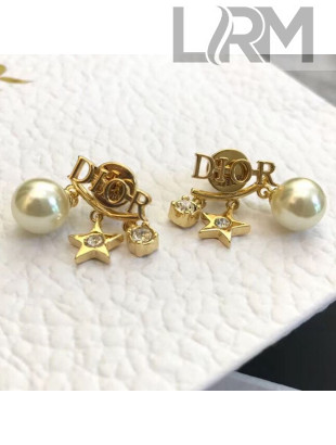 Dior Star Pearl Pendant Short Earrings 2019