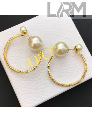 Dior Pearl Crystal Paved Hoop Earrings 2019