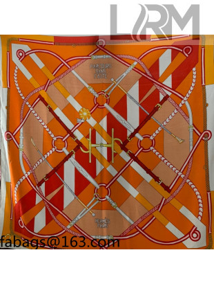 Hermes Symmetry Cashmere Silk Scarf 140x140cm Orange 2021 