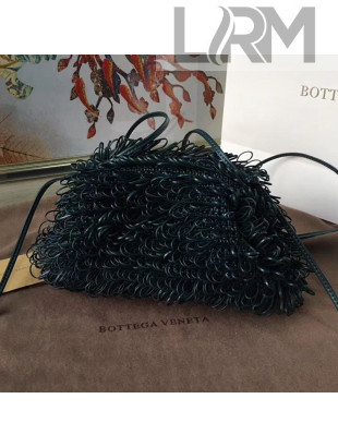 Bottega Veneta The Mini Pouch Clutch in Knit Lambskin Loops Dark Green 2019