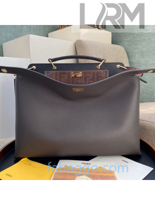 Fendi Men's Medium Peekaboo Iconic Essential Tote Bag in Dark Brown Leather 2020
