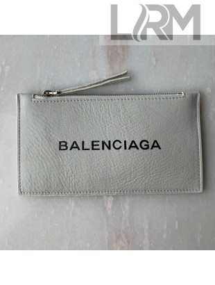 Balenciaga Grained Calfskin Long Zipped Card Holder White