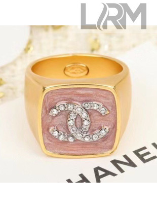 Chanel Crystal CC Wide Rings Pink 2021