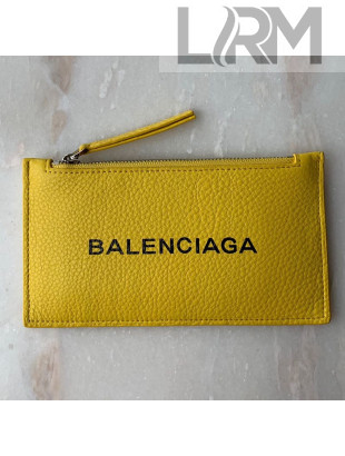 Balenciaga Grained Calfskin Long Zipped Card Holder Yellow 
