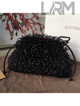 Bottega Veneta The Mini Pouch Clutch in Knit Lambskin Loops Black 2019
