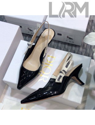 Dior J'Adior Slingback Pumps 6.5cm Heel in Patent Calfskin Black 2021
