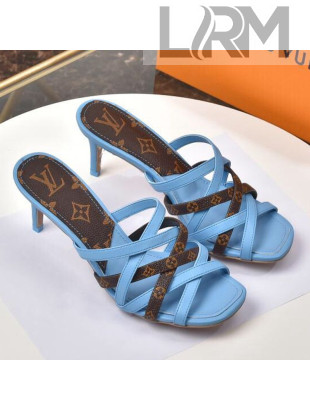 Louis Vuitton Revival Strap Heel Slide Sandals 6.5cm Blue 2021