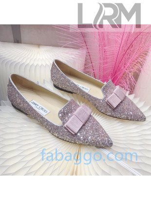 Jimmy Choo Gabie Glitter Sequins Pointy Toe Flat Ballerinas with Bow 01 2020