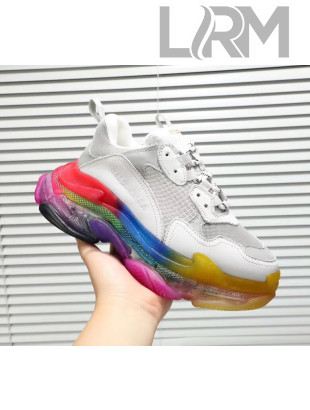 Balenciaga Triple S Rainbow Outsole Sneakers White/Grey 2019