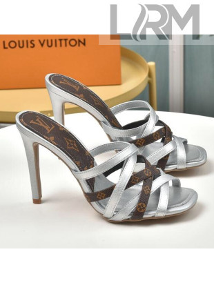 Louis Vuitton Revival Strap Heel Slide Sandals 10cm Silver 2021