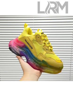 Balenciaga Triple S Rainbow Outsole Sneakers Yellow 2019