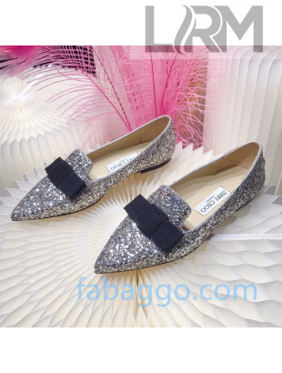 Jimmy Choo Gabie Glitter Sequins Pointy Toe Flat Ballerinas with Bow 03 2020