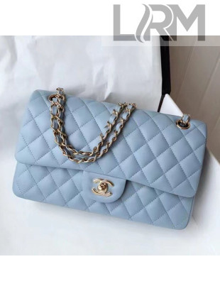Chanel Lambskin Classic Medium Flap Bag A01112 Sky Blue/Gold 2021