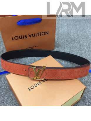 Louis Vuitton Monogram Calfskin Belt 35mm with LV Buckle Orange 2019