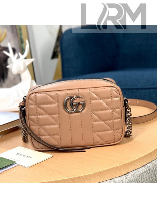 Gucci GG Marmont Geometric Leather Mini Shoulder Bag 634936 Rose Beige 2021
