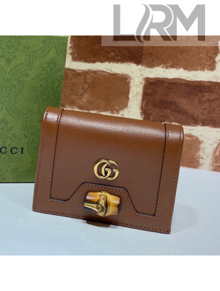 Gucci Diana Bamboo Card Case Wallet ‎658244 Brown 2021