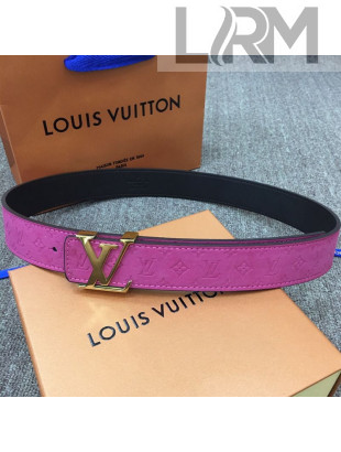 Louis Vuitton Monogram Calfskin Belt 35mm with LV Buckle Fushia 2019