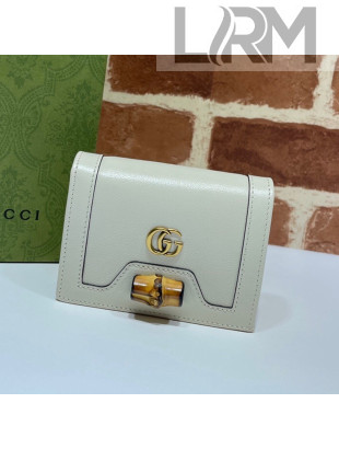 Gucci Diana Bamboo Card Case Wallet ‎658244 White 2021