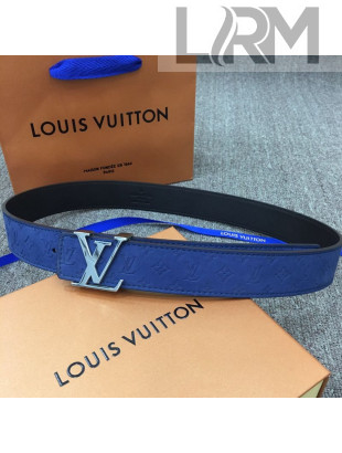 Louis Vuitton Monogram Calfskin Belt 35mm with LV Buckle Blue 2019