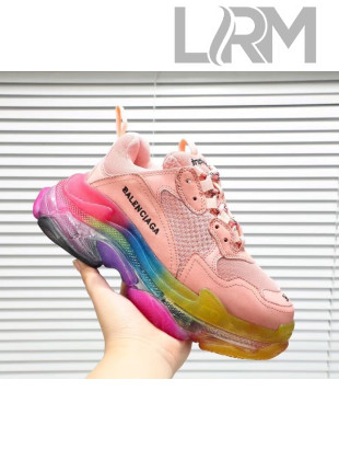 Balenciaga Triple S Rainbow Outsole Sneakers Pink 2019