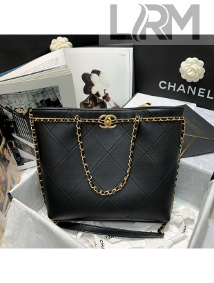 Chanel Calfskin Chain Shopping Bag AS2374 Black 2021