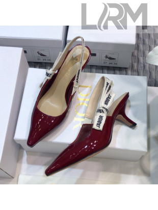Dior J'Adior Slingback Pumps 6.5cm Heel in Patent Calfskin Burgundy 2021