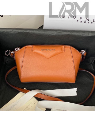 Givenchy Antigona Nano Goatskin Shoulder Bag Orange 2020