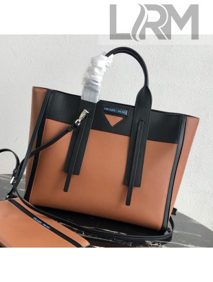 Prada Ouverture Large Leather Tote Bag 1BG235 Brown 2019