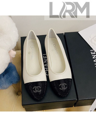 Chanel Leather Crystal Ballerinas White 2020