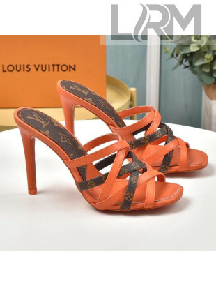 Louis Vuitton Revival Strap Heel Slide Sandals 10cm Orange 2021