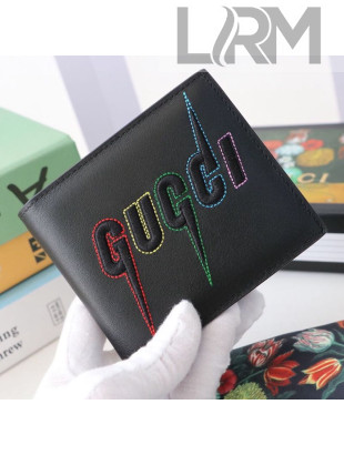 Gucci Wallet with Gucci Blade Embroidery 597674 Black 2019