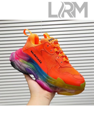 Balenciaga Triple S Rainbow Outsole Sneakers Orange 2019