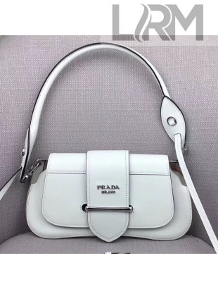 Prada Sidonie Leather Shoulder Saddle Bag 1BD168 White 2019