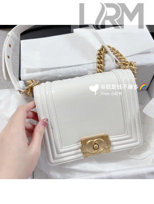 Chanel Calfskin Mini Boy Flap bag AS3018 White 2021 
