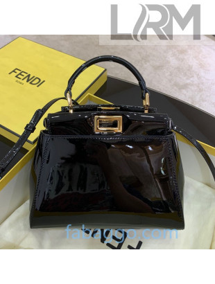 Fendi Medium Peekaboo Essential Bag in Black Patent Leather 2020