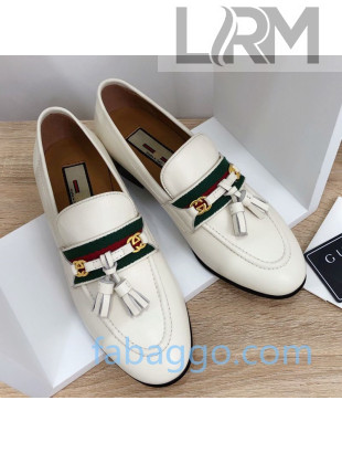 Gucci Loafer with Web and Tassel White 2020