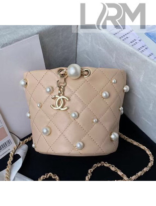 Chanel Lambskin Mini Drawstring Bucket Bag AS2518 Apricot 2021
